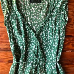 Reformation green and white floral wrap dress. Size small .